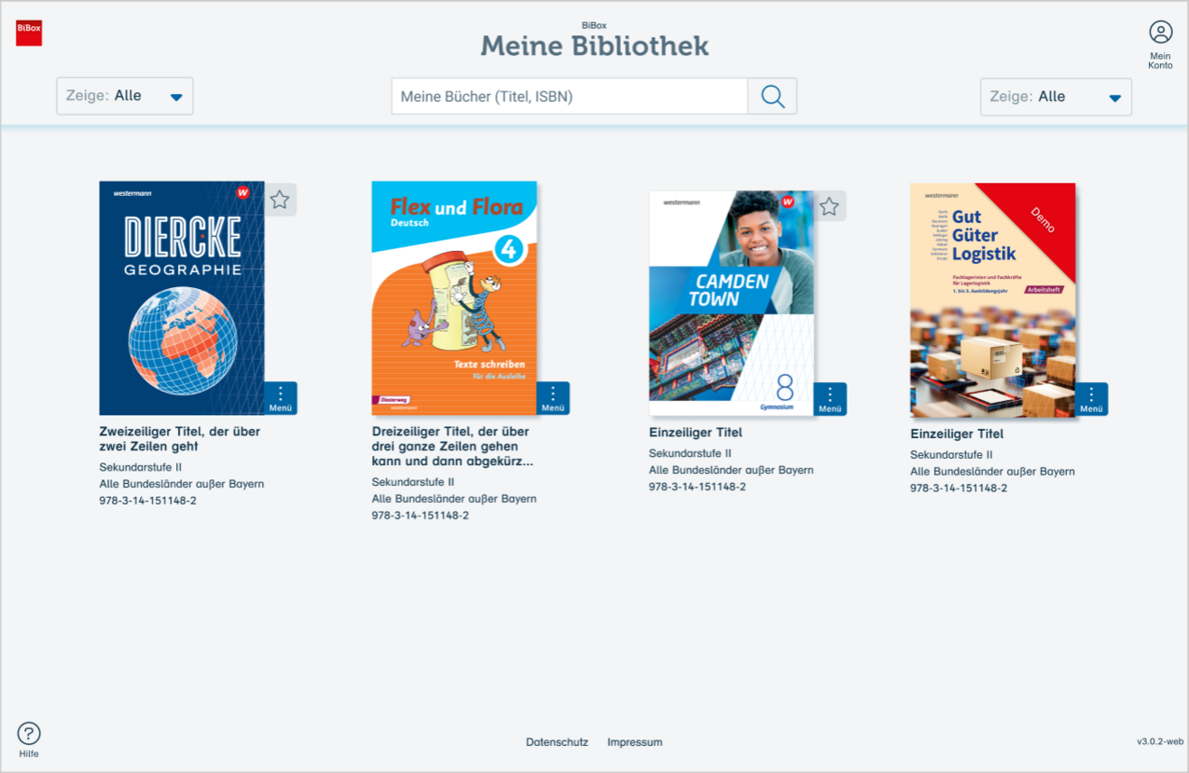 Screenshot BiBox Bibliothek